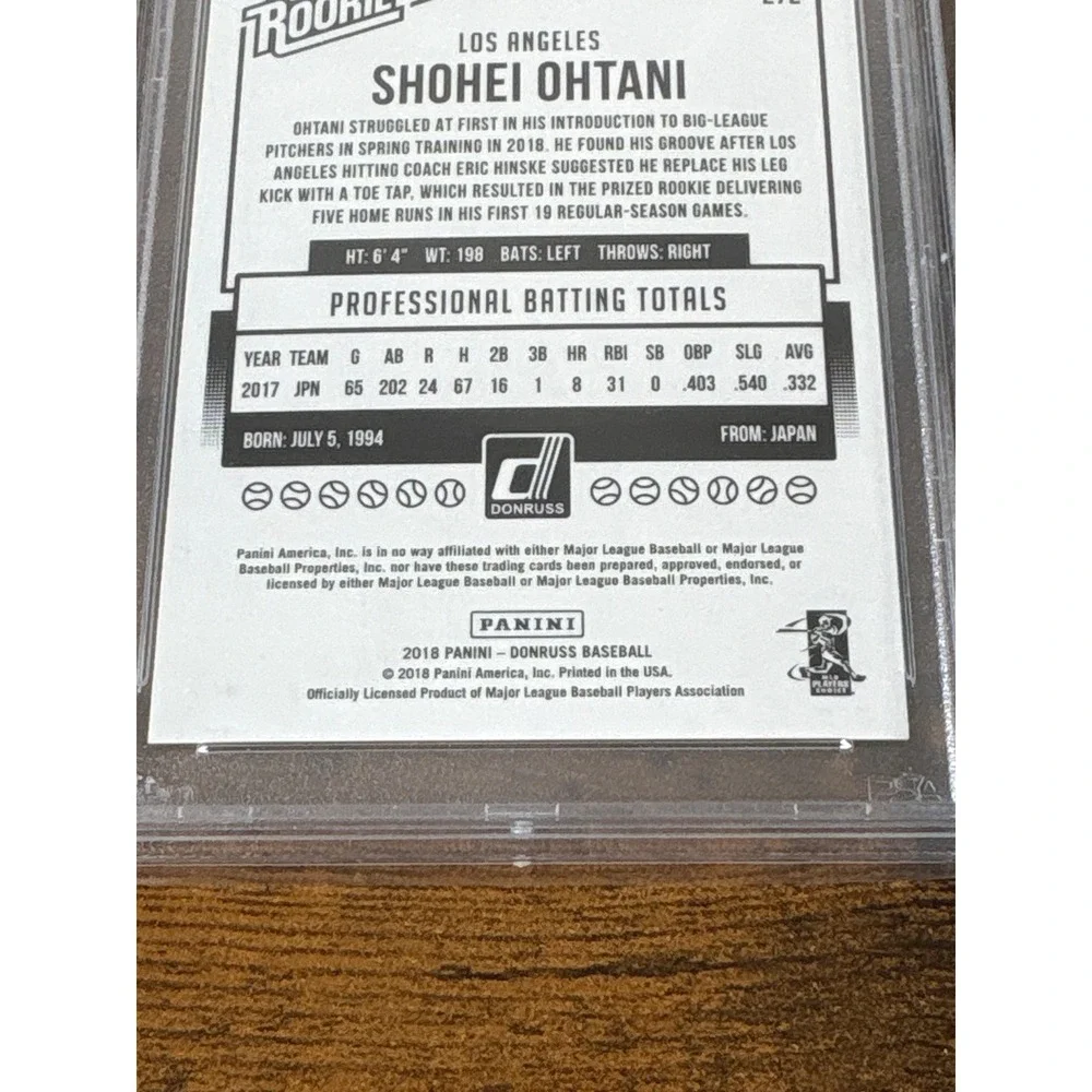 2018 Panini Chronicles Shohei Ohtani #272 Donruss Rated Rookie PSA 10 324/332